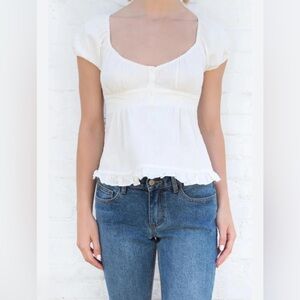 Brandy Melville Blair White Babydoll Women's Top